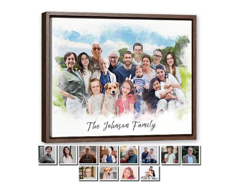 Custom Portrait, Personalized Watercolor Family Portrait, Custom photo Painting Gift, Merge Photo, Loss of Loved Ones