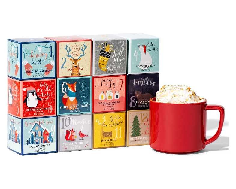 Thoughtfully Gourmet, 12 Days of Christmas Hot Chocolate Gift Set, Flavors Include Rocky Road, Cookies Butter, Pumpkin Pie & More, Set of 12