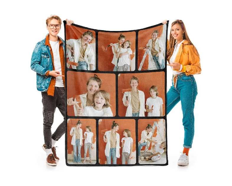 Custom Blankets with Photos for Family, Personalized Picture Blanket, Customized Blankets with Picture as Gifts for Chrimstas Birthday Mothers Day Fathers Day