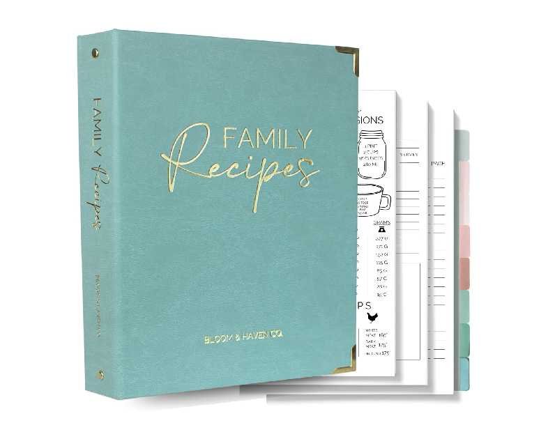 Bloom & Haven Recipe Book to Write in Your Own Recipes | Waterproof Recipe Book | Beautiful Blank Cookbook to Organize Your Recipes | Perfect Family Recipe Journal (Green)