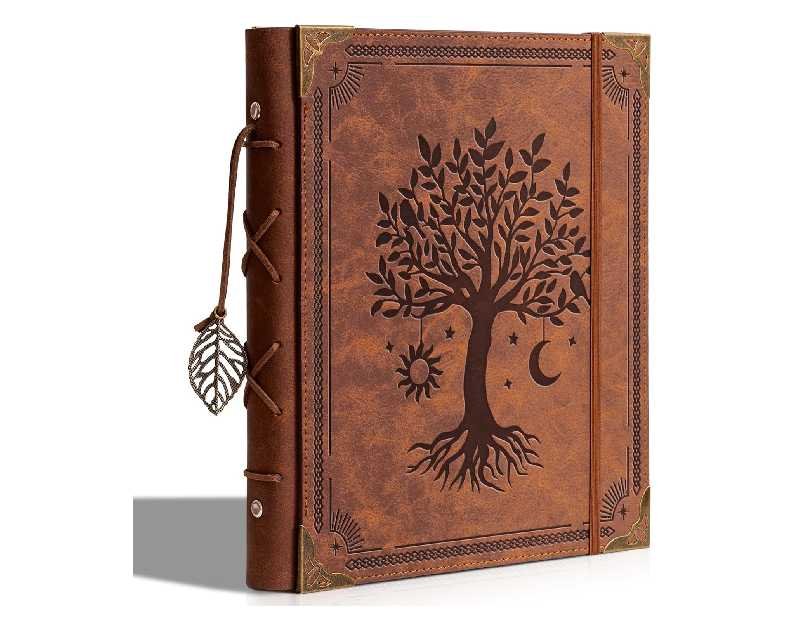 Vintage Photo Album 4x6 Leather Scrapbook Album with Writing Space 120 Photos & 30 Sheets DIY Paper Memory Albums Book for Anniversary Travel Vacation Family Tree, Brown