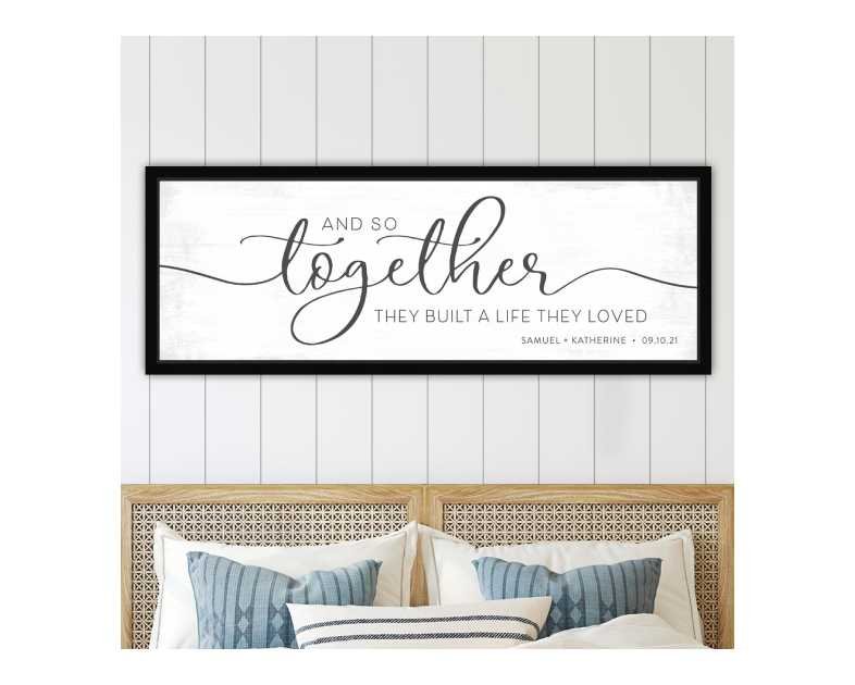 Pretty Perfect Studio Custom And So Together They Built A Life They Loved Personalized with names and date on Canvas Wall Art 20"x60"
