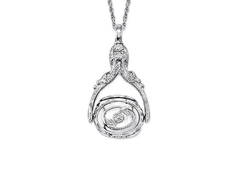 1928 Jewelry 3 Sided Flower Spinner Picture Locket Pendant Necklace