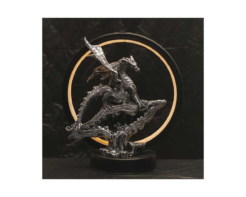 Dragon Lamp Collectible Decor-Dungeons and Dragons Gifts - 6.15 inch LED Circle Table Lamp for Dragons Lover,Bedroom/Bookshelf/Desk
