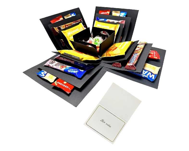 Hryan 5 Layer Gift Box, Multi Layered Explosion Photo DIY Box, Creative Surprise Picture Gift for Important Days and Holidays. (BLACK)