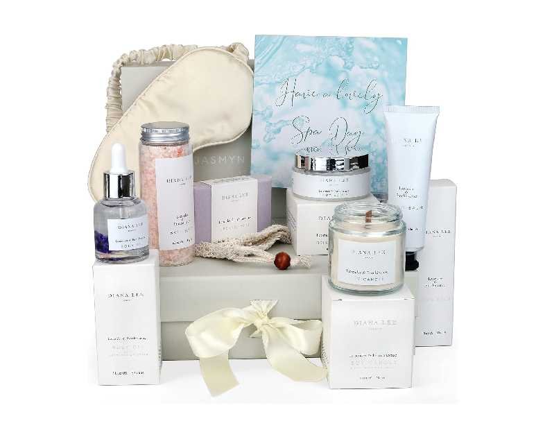 Jasmyn & Greene Luxury Spa Gift Basket for Women - 10 Relaxing Spa Birthday Gifts for Women with Lavender. Bridal Shower Gifts for Woman with Self Care Kit. Get Well Soon Package for Mother Sister.