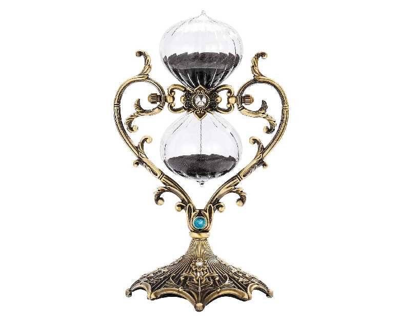 SuLiao Hourglass 60 Minute,Love Engraving Rotating Brass Sand Timer Clock,Antique Black Sand Watch 60 Min,Vintage Reloj De Arena,Large Unity 1 Hour Glass Sandglass for Gifts Desk Decoration