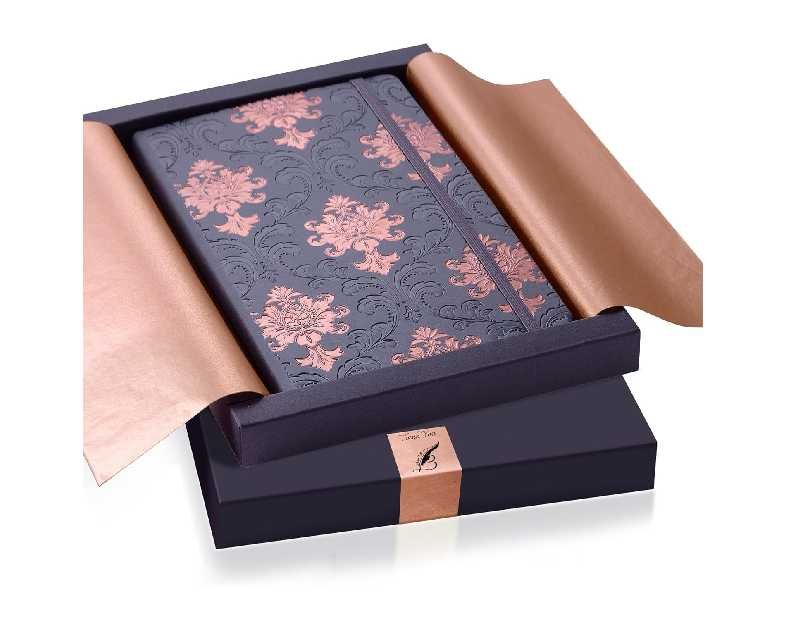 Exclusive Writing Journal for Women and Men - Handmade in Italy with Ivory Paper - Travel Diary Notebook for Daily Notes, Dreams or Planning - Perfect for a Traveler, Writer, Musician(ROSE) (BAROQUE COOPER)