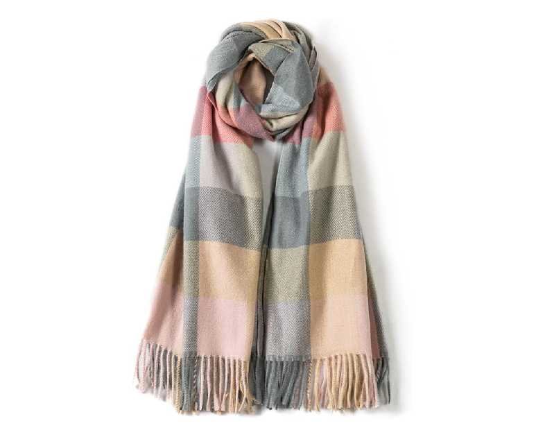 Villand Women's Wool Scarf - Cashmere Feel Winter Checked Scarves for Women, Large Soft Thick Shawls and Wraps with Gift Box