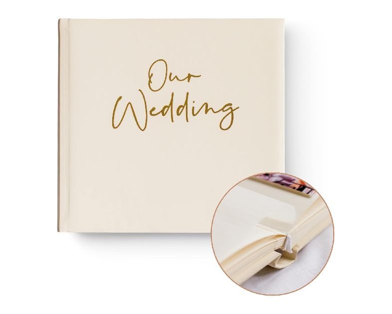 Your Perfect Day Personalized Large Memory Book for Family, Wedding, Anniversary, Guest Memory Book - Photo Album Scrapbook - 50 Blank Pages Can Fit 200 Pictures - Wedding Scrapbook Album (Gold&Cream)
