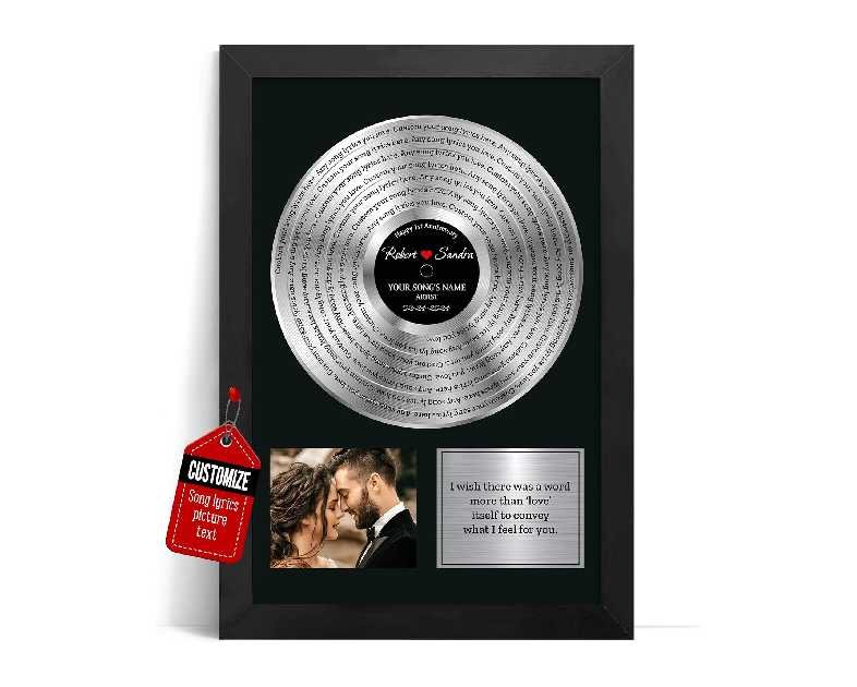 VICILO Customized Song Lyrics, Personalized Vinyl Record Frame with Custom Engraving, Custom for Wedding Anniversary, Platinum Vinyl Record Award for Couple, Personalized Gifts for Him, Music Gift for Dad, Mom