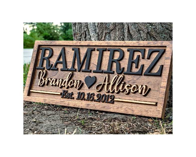 Bridal Shower Gift | Personalized Wedding Gift Last Name Established Sign | Anniversary | Engagement Gifts | Valentines Day Gift | Wood Wedding Sign | Name Heart Sign | Couples Gift