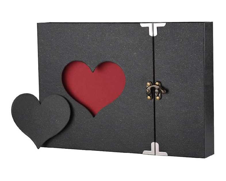 Scrapbook Firbon Handmade DIY Family Photo Albums Couples Memory Book Black Page Scrap Book for Anniversary, Christmas, Valentine's Day, Birthday (Black)