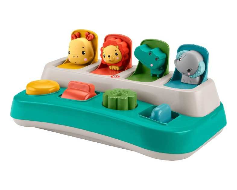 Fisher-Price Baby Early Learning Toy with Fine Motor Activities for Cause-and-Effect Play, Busy Buddies Pop-Up