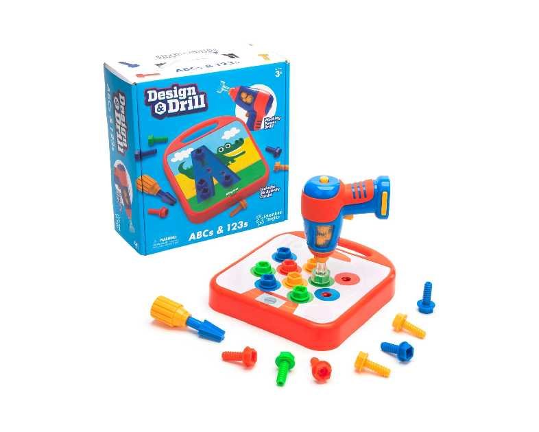Educational Insights Design & Drill ABCs & 123s - Construction Toys & Toddler Tools, Kids Tool Set with Real Electric Drill Toy, Preschool Learning Activities, Building Kits and Gifts for Ages 3+
