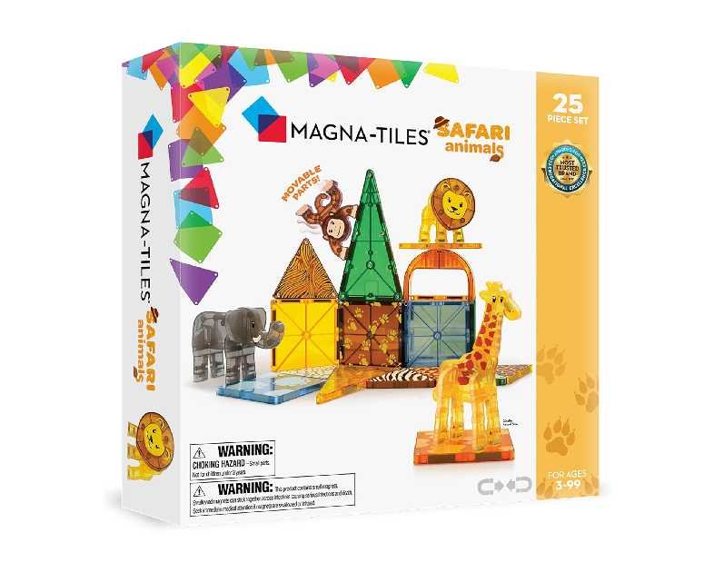 MAGNA-TILES Safari Animals 25-Piece Magnetic Construction Set, The ORIGINAL Magnetic Building Brand