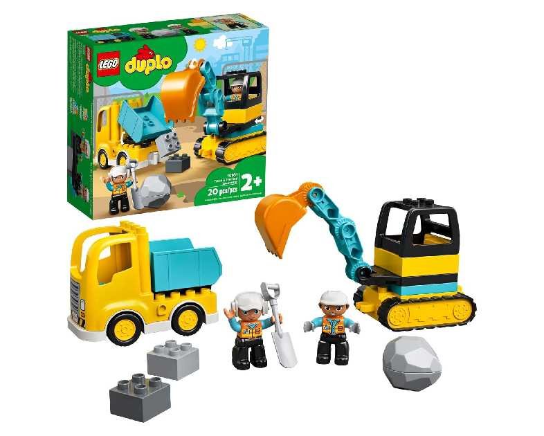 LEGO DUPLO Town Truck & Tracked Excavator Construction Vehicle 10931 Toy for Toddlers 2-4 Years Old Girls & Boys, Fine Motor Skills Development and Learning Toy