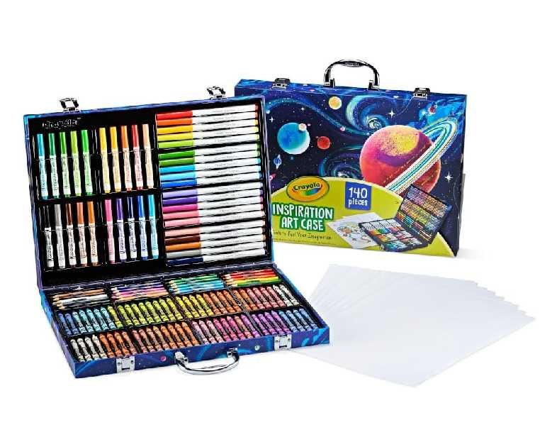 Crayola Inspiration Art Case Space Coloring Set (140pcs), Art Kit for Kids, Crayons, Markers, Pencils, Holiday & Christmas Gift for Boys & Girls, Ages 5, 6, 7 [Amazon Exclusive]