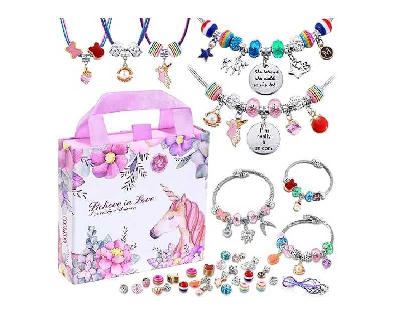 COO&KOO Girls Charm Bracelet Making Kit: Crafts for Girl 8-12 A Perfect Gifts Unicorn Girls Toy for Ages 6 7 8 9 10 Girl Jewelry Making Kit That Imagination Self-Expression and Inspires Creativity