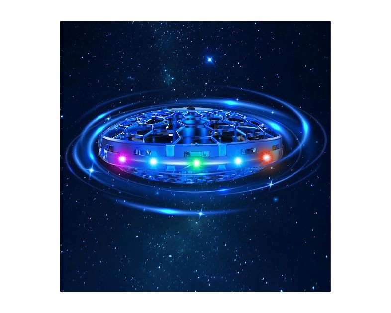 Hand Operated Flying Toy Drone for Kids, 360° Hands Free Motion Sensors Mini Drone with Cool LED Lights, Easy Indoor Small UFO Toy Flying Ball Drone for 6 7 8 9 10+ Year Old Boys and Girls (Blue)