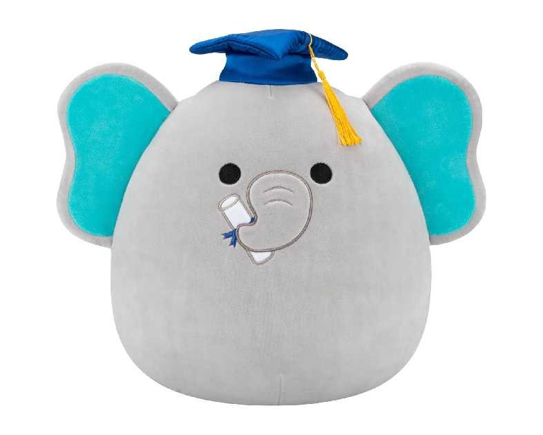 Squishmallows Original 12in Lemus The Grey Elephant with Graduation Cap – Official Jazwares Plush (Medium-Sized)
