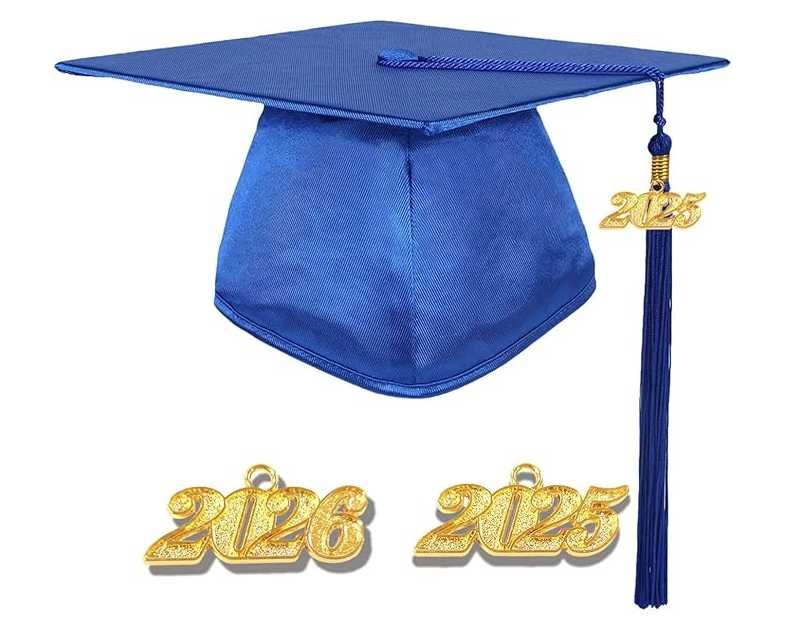GradPlaza Shiny Kindergarten and Preschool Graduation Cap 2025 Tassel Year Charm for Kids Unisex