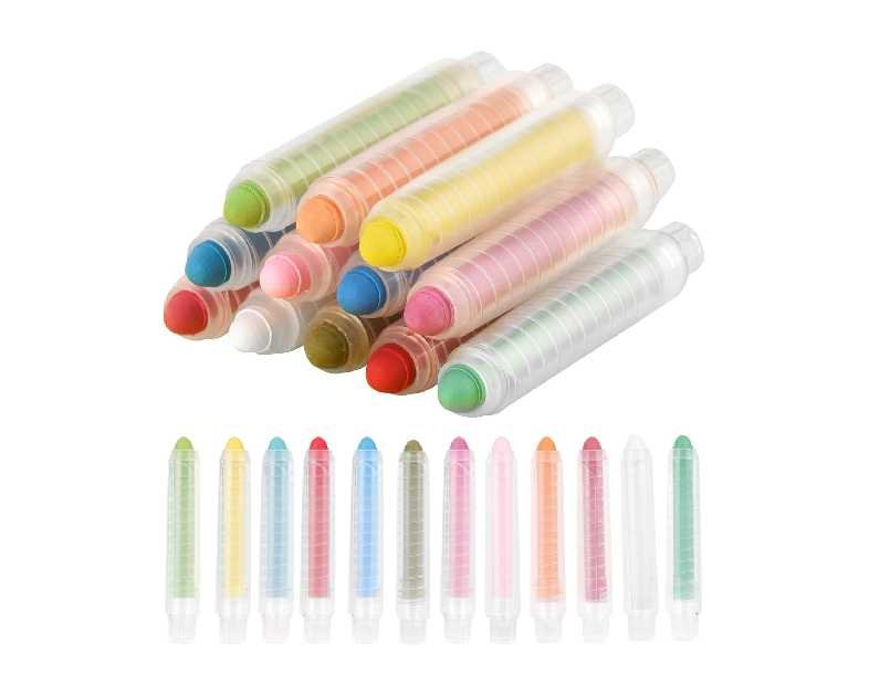 NewFamily Dustless Chalk for Kids, Colored Sidewalk Chalk With Holder,Non-Toxic Washable Toddlers Chalks Drawing Writing for Outdoor Art Play,Blackboard(12 Pcs)