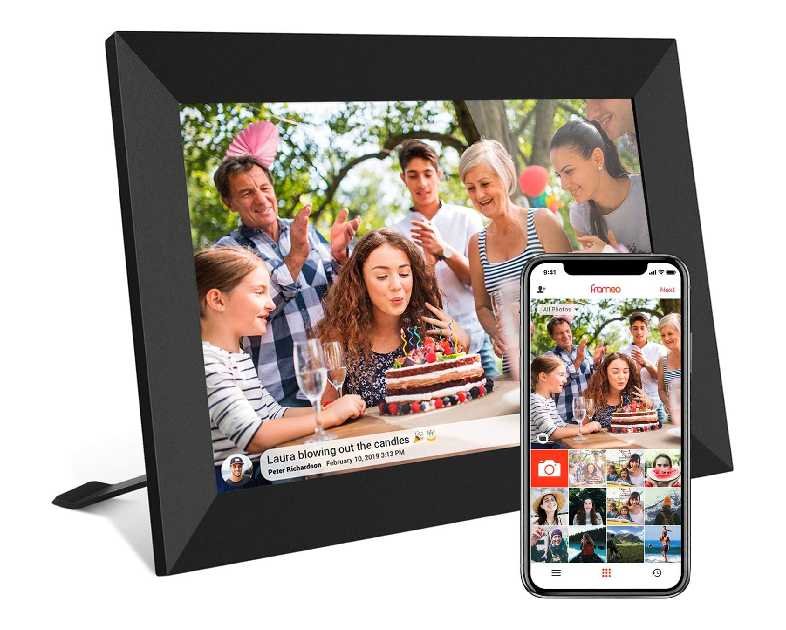 32GB FRAMEO 10.1 Inch Smart WiFi Digital Photo Frame 1280x800 IPS LCD Touch Screen, Auto-Rotate Portrait and Landscape, Built in 32GB Memory, Share Moments Instantly via Frameo App from Anywhere