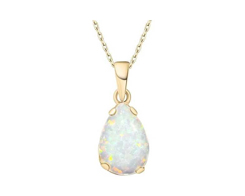 14K Gold Plated Gemstone Necklace for Women - Birthestone Teardrop Necklace - Gold Jewelry for Women - Dainty Gold Necklace - Everyday Necklaces - Gold Necklaces for Women