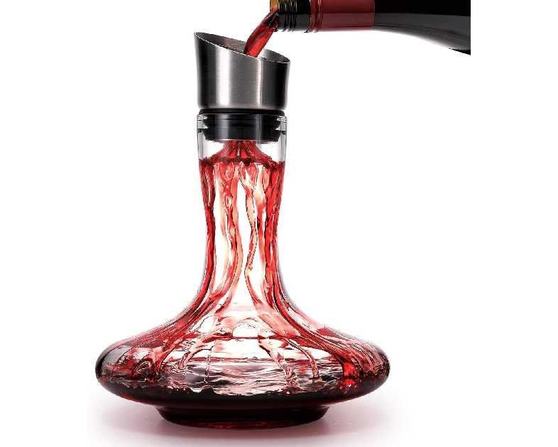 Wine Decanter Built-in Aerator Pourer, Wine Carafe, Red Wine Decanter,100% Lead-free Crystal Glass, Wine Hand-held Aerator, Wine Gift, Wine Accessories (Clear，Crystal)