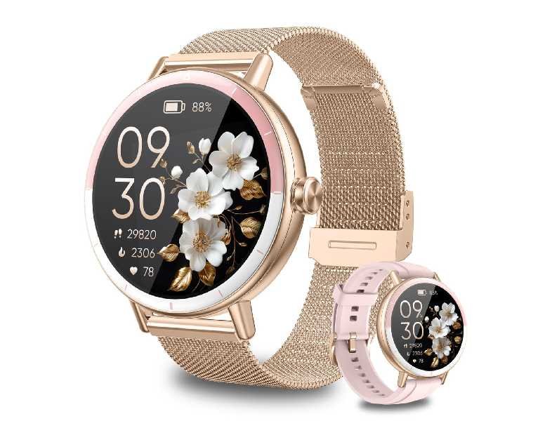 KEEPONFIT Smart Watches for Women Android/iPhone, IP68 Waterproof Fitness Tracker with Bluetooth Calls(Answer&Make), Activity Pedometer/Heart Rate/SpO2 Monitor/100+ Sports Model