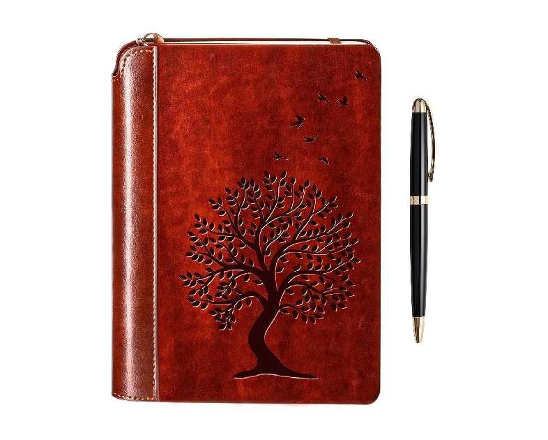 SETTINI® Tree of Life Journal Gift Set - Hardcover Vegan Leather, Unique Pen Holder, Lined, 192 Pages, 6 x 8.5 inches - Includes Pen for Writing and Travel - Christmas Gifts
