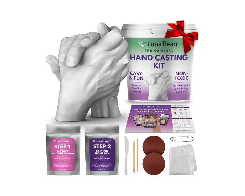 Luna Bean Hand Casting Kit – The Original Hand Mold Kit for Couples – Christmas Gifts for Women, Bridal Shower, Wedding, Engagement Gifts Her Him Anniversary Men Mom Wife Husband Boyfriend Girlfriend