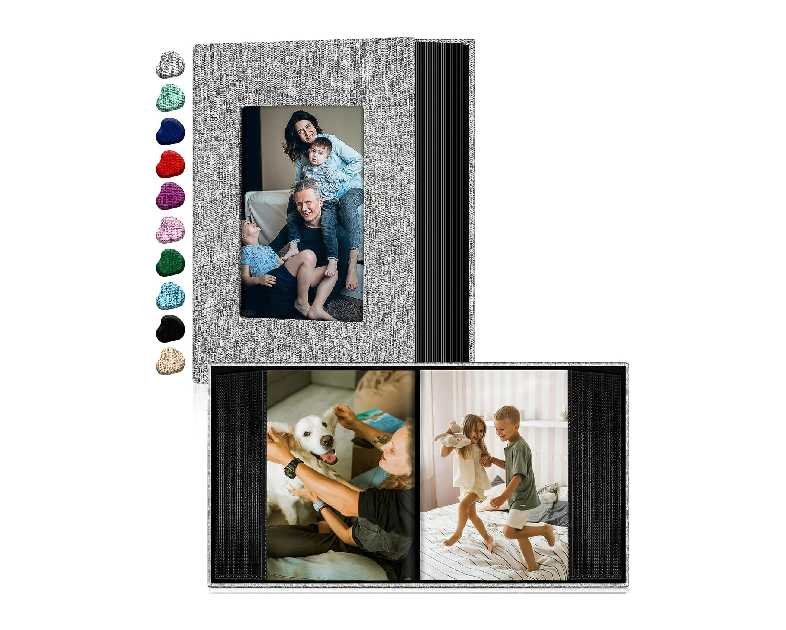 Ejblfe Photo Album 4x6,Linen Cover Slide-in Photo Album Book Can Holds 100 4x6 Photos with 50 Black Sheets for Family,Wedding,Baby and Holiday Pictures (Gray)