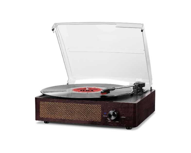Vinyl Record Player Turntable with Built-in Bluetooth Receiver & 2 Stereo Speakers, 3 Speed 3 Size Portable Retro Record Player for Entertainment and Home Decoration