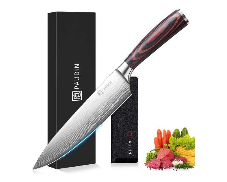 PAUDIN Chef Knife, 8 Inch High Carbon Stainless Steel Sharp Kitchen Knife with Ergonomic Handle, Gift Box for Family & Restaurant