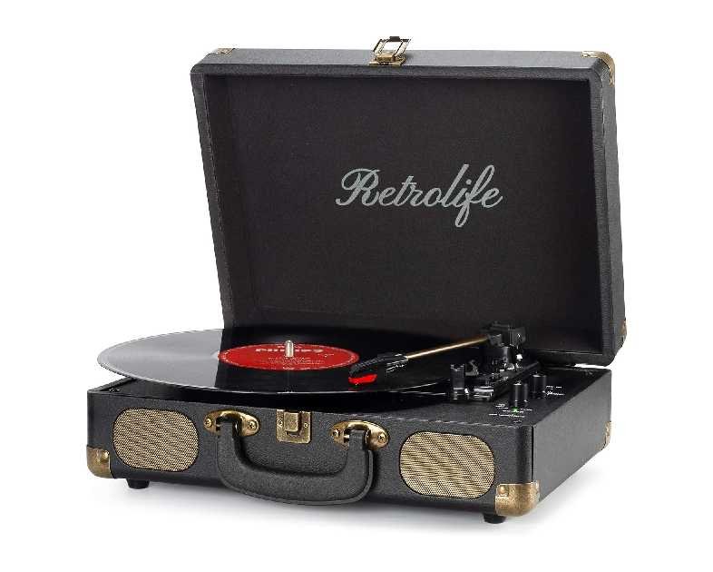 Vinyl Record Player 3-Speed Bluetooth Suitcase Portable Belt-Driven Record Player with Built-in Speakers RCA Line Out AUX in Headphone Jack Vintage Turntable