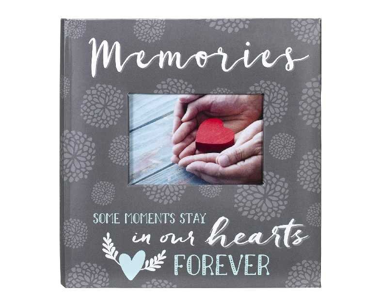 Malden International Designs 2 Up 4x6 Memories Sentiment Book Bound Gray Printed Paper Photo Album With Memo Writing Space