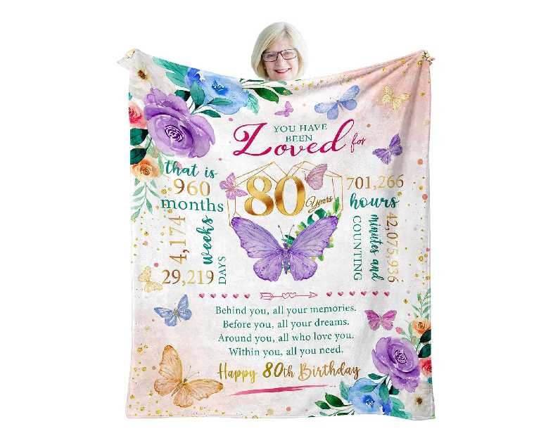80th Birthday Gifts for Women, Best Gifts for 80 Year Old Woman Birthday, 1945 Birthday Gifts for Women Mom, Happy 80th Birthday Gifts Ideas, 80th Women Birthday Decorations Throw Blanket 50"X60"