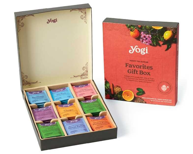 Yogi Organic Tea Sampler Gift Box (45 Tea Bags) Assorted Delicious Wellness Blends - 9 Favorite Herbal, Green & Black Varieties