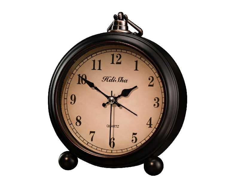 Vintage Alarm Clock, 5 inch Battery Operated Silent Non Ticking Snooze Small Clock with Night Light, Old Fashioned Desk Clock Decor for Bedroom, Bedside, Living Room, Room (Arabic)