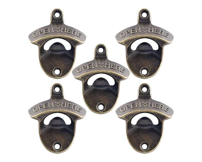Antique Bronze Beer Cap Opener Moubtable for Post-Old Fashioned Bottle Opener Wall Mounted Stainless (5 Packs)