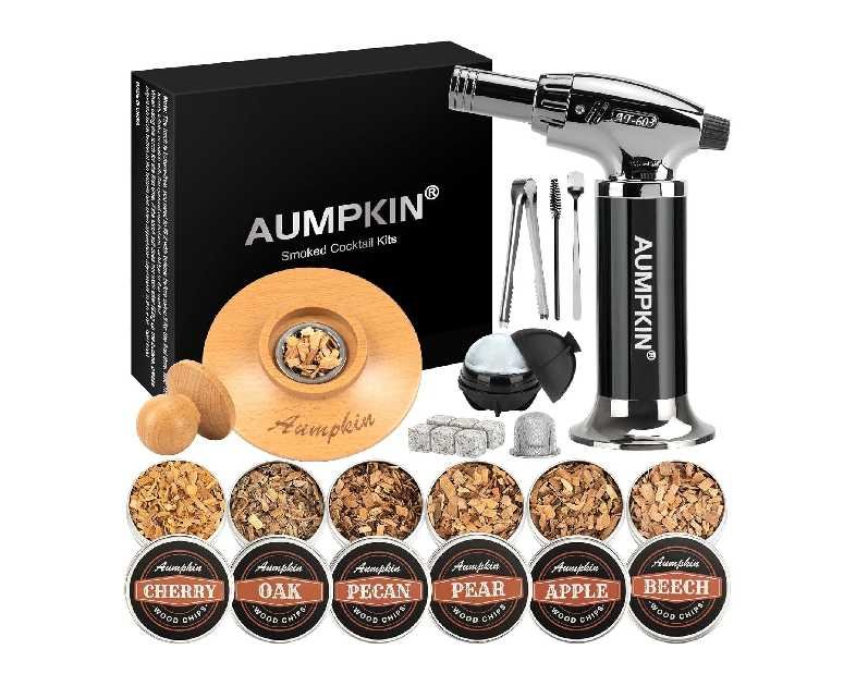 Cocktail Smoker Kit with Torch – 6 Flavors Wood Chips – Bourbon, Whiskey Smoker Infuser Kit, Old Fashioned Drink Smoker Kit, Birthday Bourbon Whiskey Gifts for Men, Dad, Husband (Without Butane)