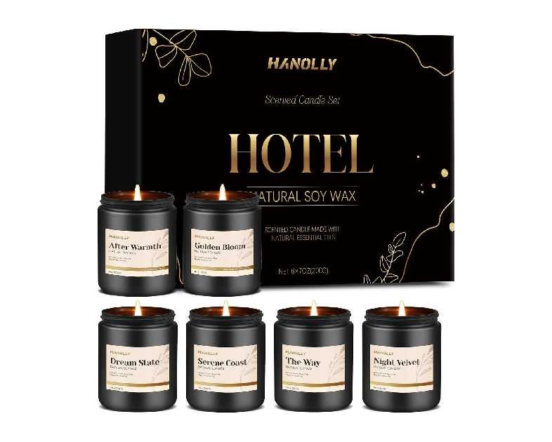 Hotel Scented Candles Set, 6 Pack Candles for Home Scented, Luxury Aromatherapy Jar Candle Gifts for Men & Women, Natural Soy Wax Long Lasting Candle Kit for Halloween, Birthday, Christmas