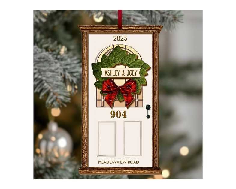 3D Personalized New Home Christmas Ornament 2025 - Custom Housewarming Gifts 2-Layered Wooden Door, First Christmas in New Home Ornament - First Home Owners Gift Ideas for New House