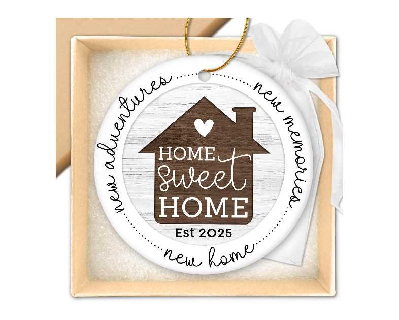 HEXMOZ New Home Gift Ideas - Best Housewarming Gifts 2025 - House Warming Gifts with New Home Ornament 2025 for Owners, Couples, Men, Women - First House Ornament, Our First Christmas Ceramic Keepsake