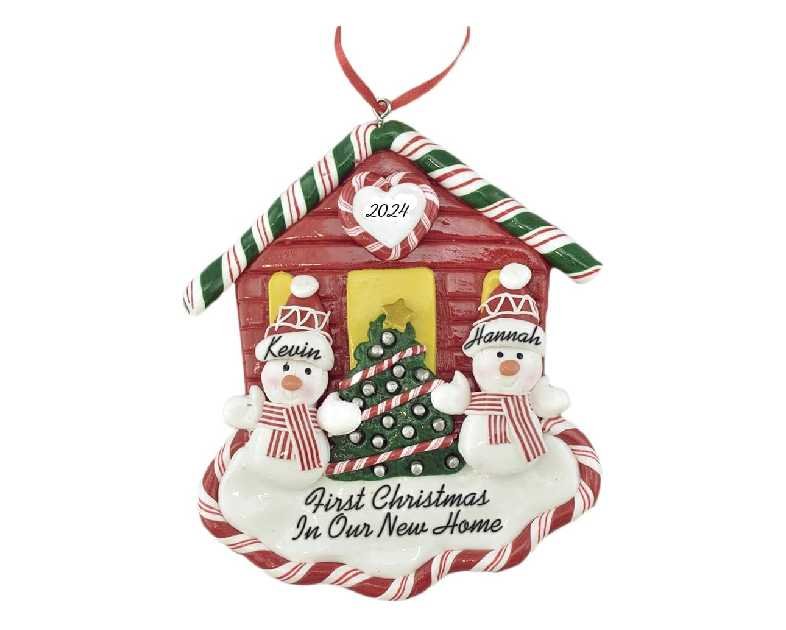 First Christmas in a New Home 2024 for A Couple Personalized Ornament by Calliope Designs - Handcrafted - 4.5" Tall - Customization of Names, Year, Phrase - A Keepsake for New Home Owners