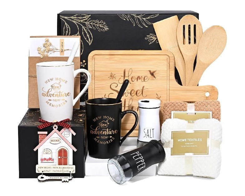 Maustic House Warming Gifts New Home, 12 Pcs New House Gift Basket, Housewarming Present for Homeowners Couples Women, Closing Gifts for Home Buyers