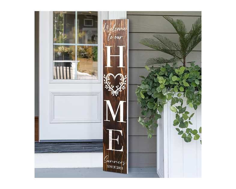 Personalized Welcome Sign for Front Door, Custom Welcome Sign for Porch Outdoor Welcome Home Decorations, 48"x8" PVC Sign (Design 4)
