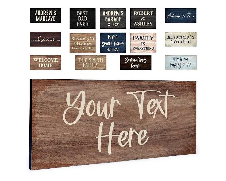 Personalized Signs for Home, Custom Sign with Any Text, 3 Sizes - 12 Background Options & 8 Fonts - Customizable Sign 11X5